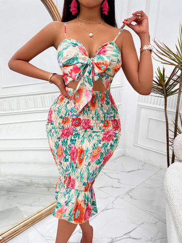 Vibrant Floral Two-Piece Dress