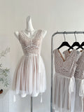 Lace Bodice Tulle Skirt Charming Short Dress