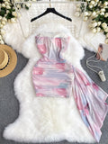 Fresh Aquarelle Blush Tones Silk Party Dress
