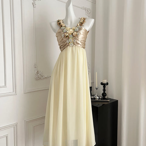 Soft Pastel Color Intricate Neckline Decorations Maxi Dress Sassymyprom Soft Pastel Color Intricate Neckline Decorations Maxi Dress Sassymyprom
