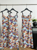 Summer Spaghetti Strap Floral Print Midi Dress
