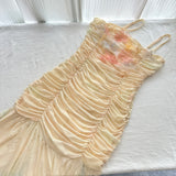 Elegant Gradient Ruched Evening Maxi Dress