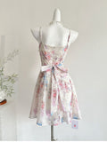 Pastel Floral Pattern Lace Mini Dress