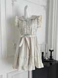 Ruffled Collar Sweet Short Sleeve Checkered Dress