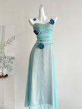 Summer Flowers Soft Hues Long Dress