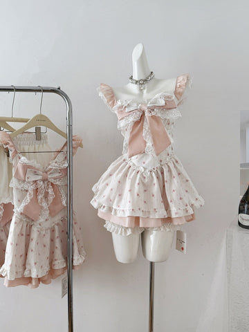 Pink Ruffled Trims Floral Mini Dress