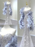 Silver Trumpet Mermaid Sequin Prom Dress