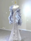 Silver Trumpet Mermaid Sequin Prom Dress
