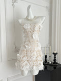3D Floral Embellishments Chic Strapless Mini Dress