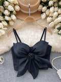 Dramatic Flair Monochrome Bow Adorned Top