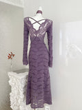 Bishop Sleeves Sheer Lace Mermaid Dress