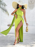 Asymmetrical Lime Green Party Dress