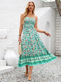 Floral Blue Maxi Chiffon Print  Dress