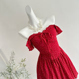 Ruffled Sleeves Flirty Red Short Dress
