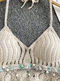 Delicate Bead & Pearl Crochet Halter Top