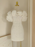 White Ruffles Short Mini Off The Shoulder Homecoming Dress