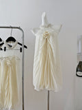 Embellished Flower Summer Ivory Dress