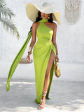 Asymmetrical Lime Green Party Dress