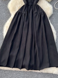 Pearl Trimmed Black Formal Dress