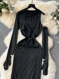 Modern Long Sleeve Black Evening Dress