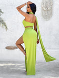 Asymmetrical Lime Green Party Dress