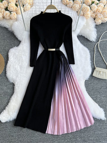 ribbed pleated dress Rib-Knit & Pleated One-Shoulder Dress for Women