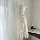 High-Low Hemline Adjustable Halter  Ivory Lace Dress