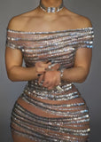 Sexy Crystal Mini Bodycon Party Dress