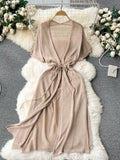 Soft Beige Knit Day Dress