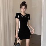 Black Graphic Contrast Trim Dress