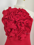 Flower Short Mini Strapless Red Spandex Homecoming Dress