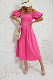 Elegant Off-Shoulder Design Vibrant Pink Dress