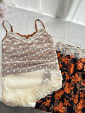 Midi Skirt Sheer Lace Cami Top Floral Print Set