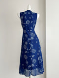 Zodiac Sun Patterns Navy Blue Chiffon Dress