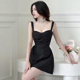 Black Mini Solid A-line Dress