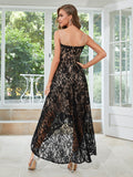 Black High-low Lace Top Bridesmaid Dress