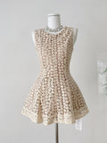 Creamy White Cocktail Sheer Lace Mini Dress