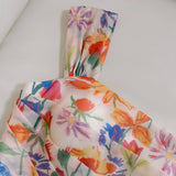 Soft Floral Print Draped Summer Dress