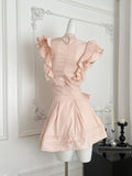 Bow Lace Accent Pink Dress Set