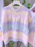 Airy Knit Design Whimsical Stripes Pastel Sweater