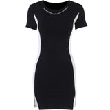 Black Graphic Contrast Trim Dress