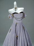 Off The Shoulder Butterfly Purple Tulle Prom Dress