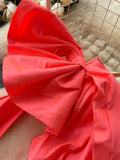 Elegant Flare Bow Coral One-Shoulder Dress