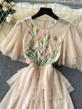 Charming Pink Floral Embellishments Tulle Dress