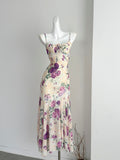 Tie front Vintage Inspired Cream Floral Dress