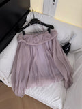 Light Purple Bubble Hem Rose Decorated Halter Dress