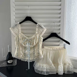 Delightful Ruffle-Trimmed Top and Skirt Ensemble
