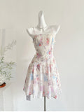 Pastel Floral Pattern Lace Mini Dress