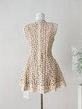 Creamy White Cocktail Sheer Lace Mini Dress