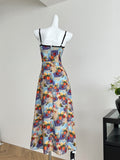 Summer Spaghetti Strap Floral Print Midi Dress
